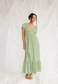 Square Neck Cotton Maxi Dress