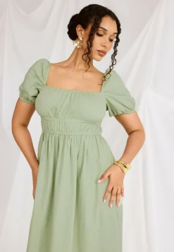 Square Neck Cotton Maxi Dress