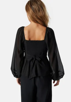 Square Neck L/S Georgette Blouse
