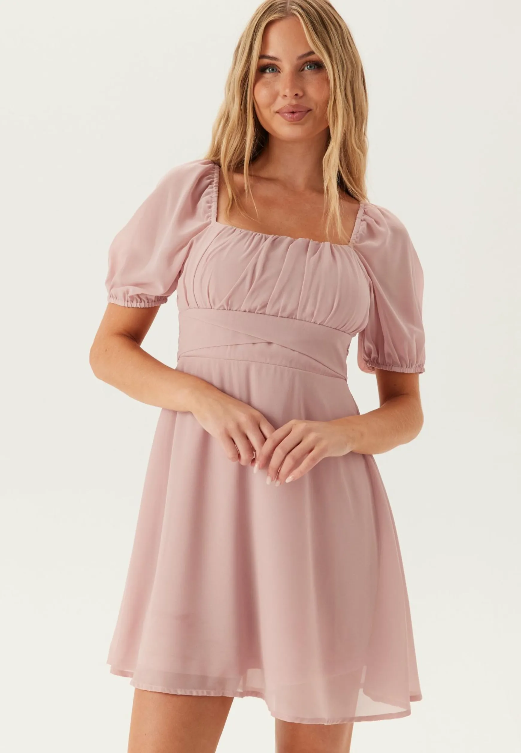 Square Neck S/S Georgette Dress