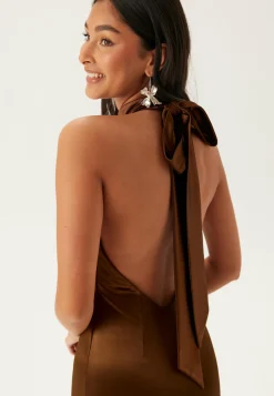 Stretch Satin Halterneck Gown