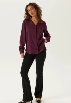 Viellette V-neck L/S Satin Shirt