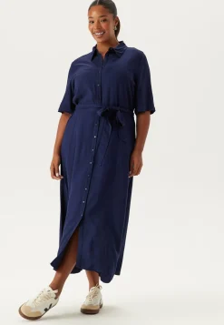 Viscose Belted Shirt Dress