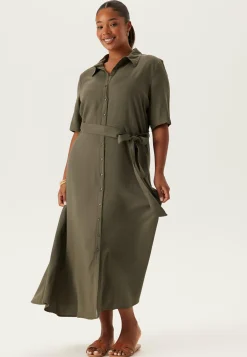 Viscose Belted Shirt Dress