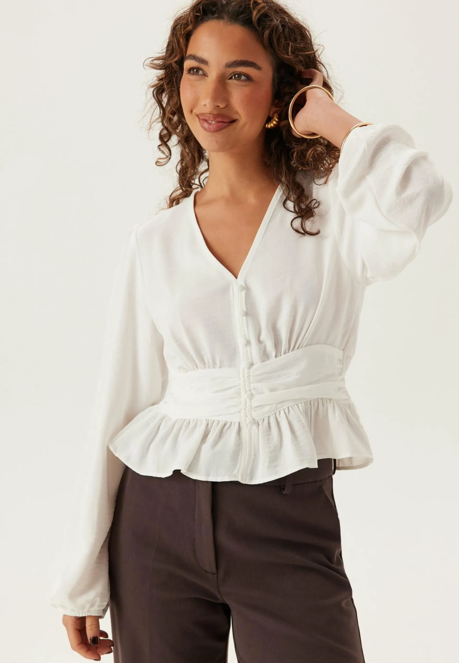 V-neck Button Blouse