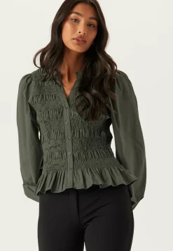 V-neck Cotton Smock Blouse