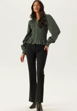 V-neck Cotton Smock Blouse