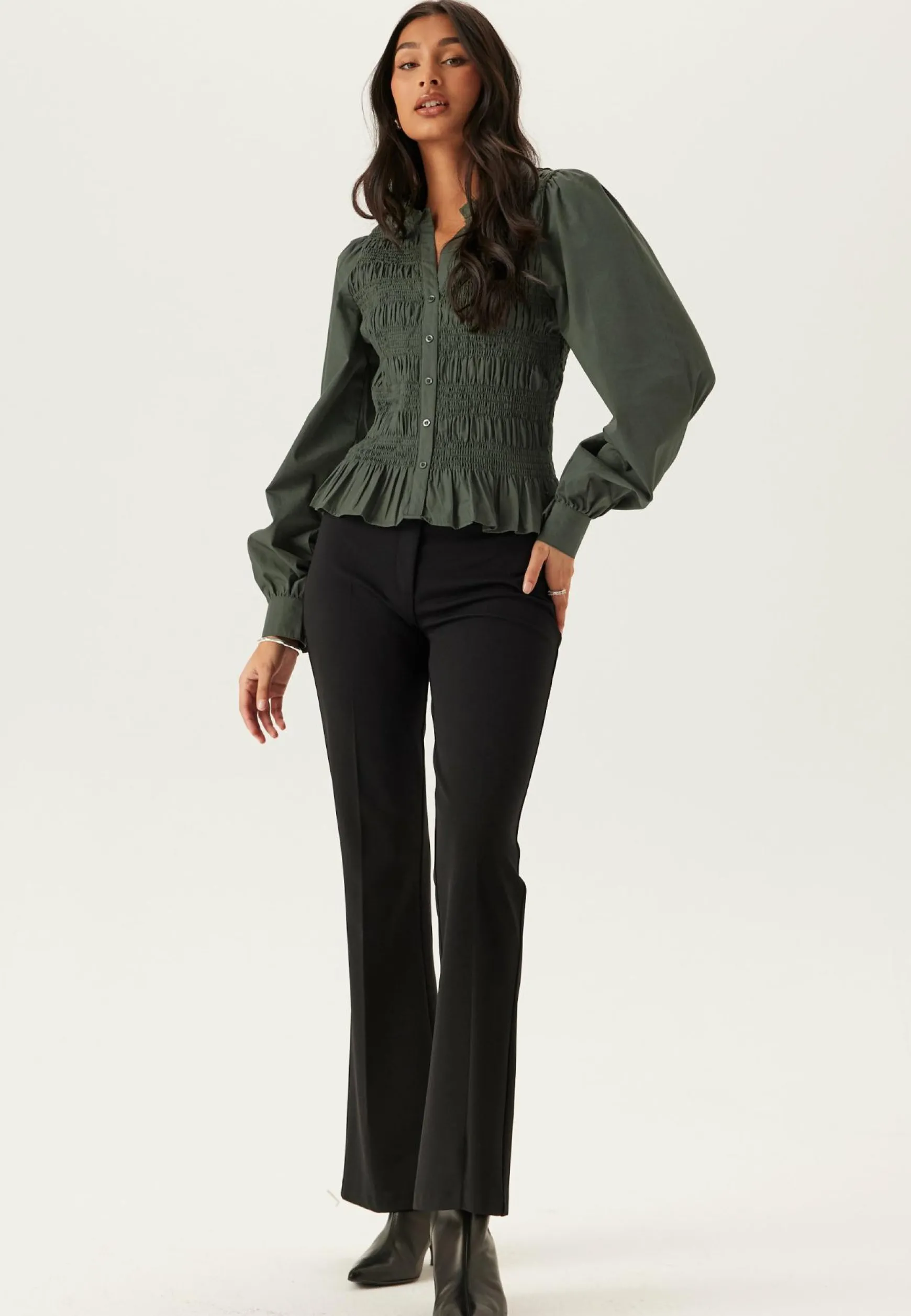 V-neck Cotton Smock Blouse