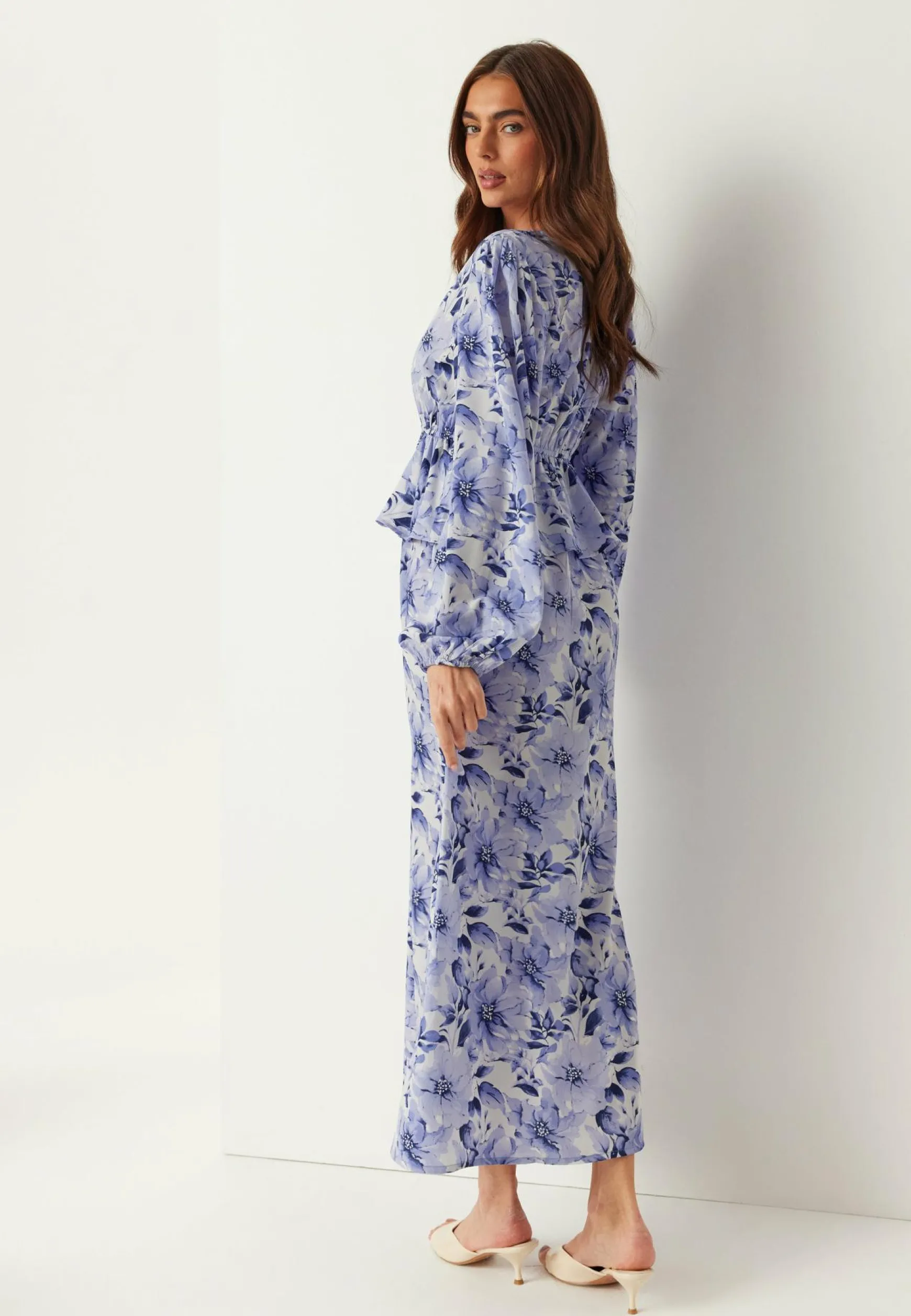 V-neck Flounce Maxi Dress