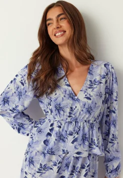 V-neck Flounce Maxi Dress