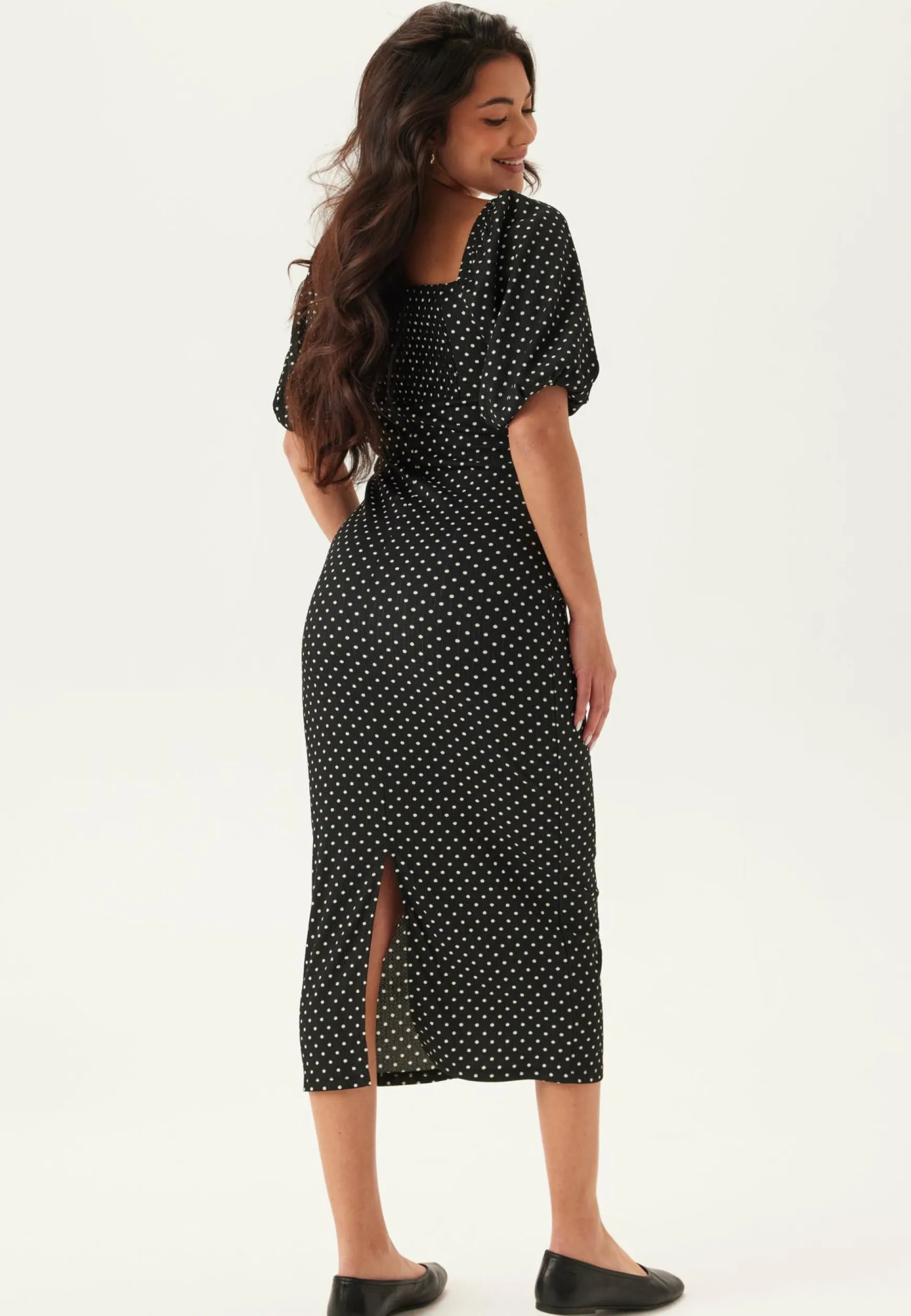 Volume Sleeve Midi Dress