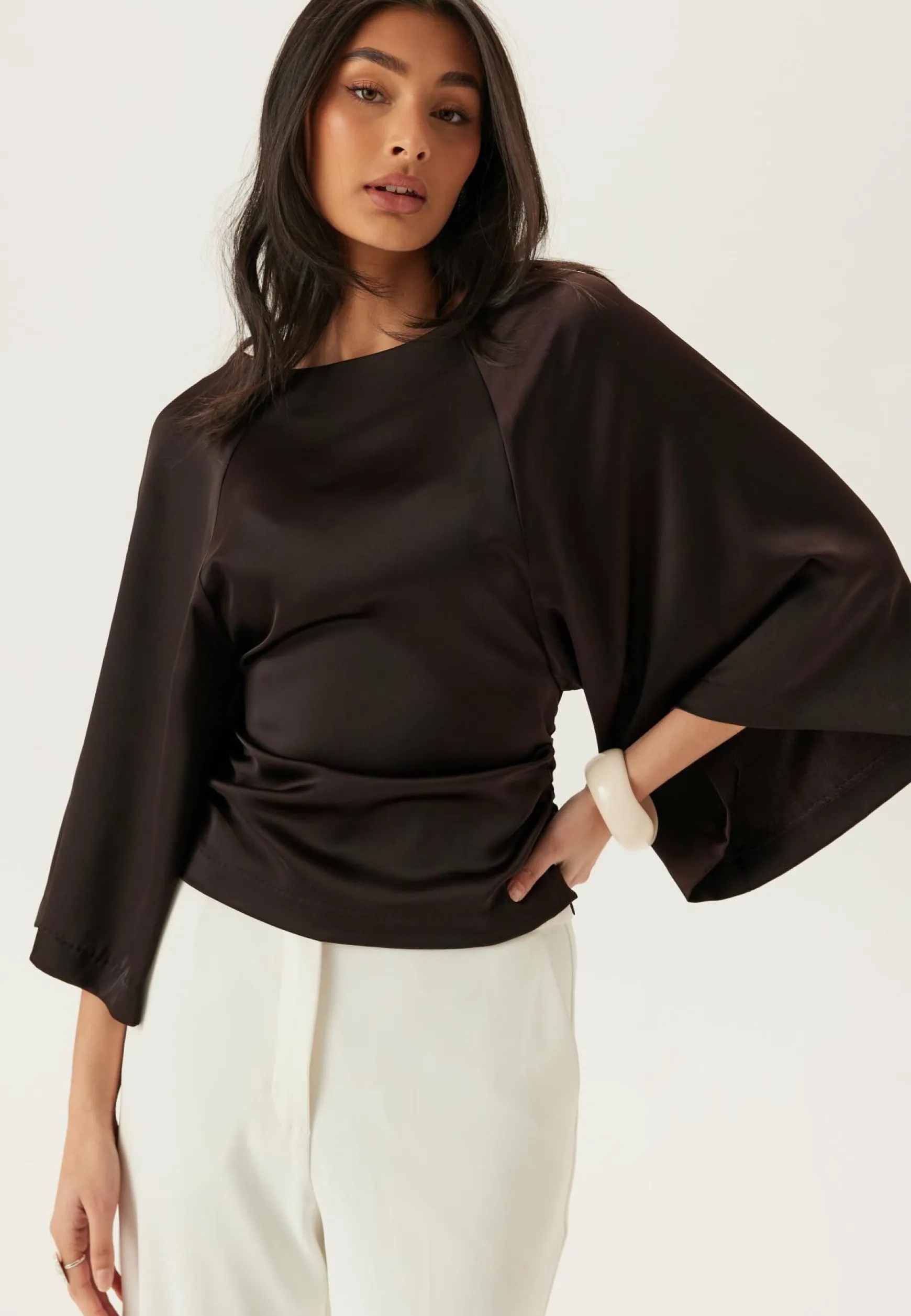 Wide Sleeve Satin Blouse