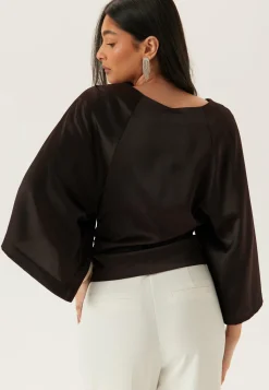 Wide Sleeve Satin Blouse