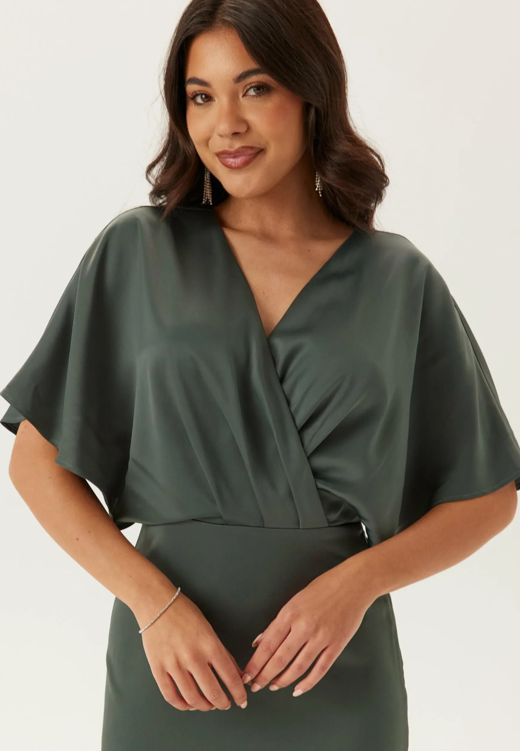Wrap Satin Ankle Dress